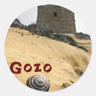 Snäcka och Torn, Gozo, Malta Runt Klistermärke