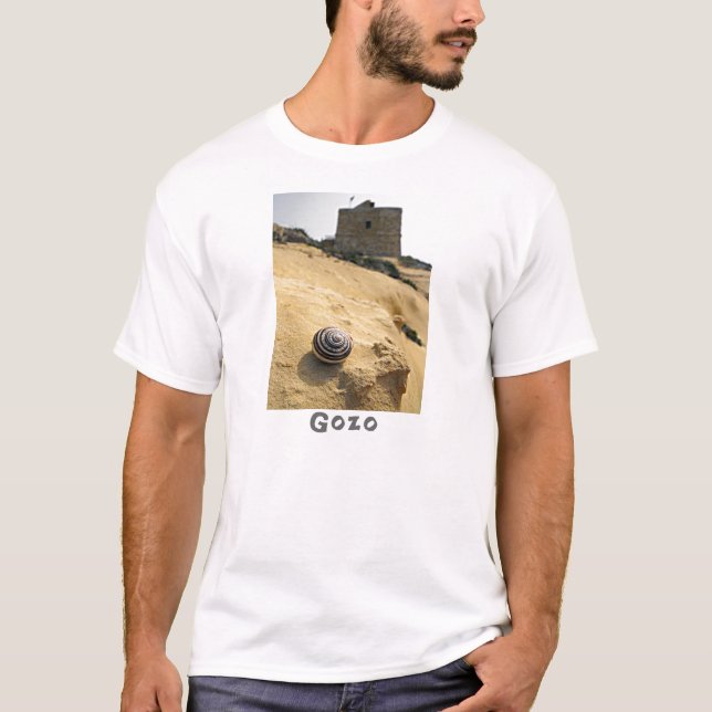 Snäcka och Torn, Gozo, Malta Tee Shirt (Framsida)