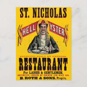 Snäcka Oysters Vintage Annons Vykort