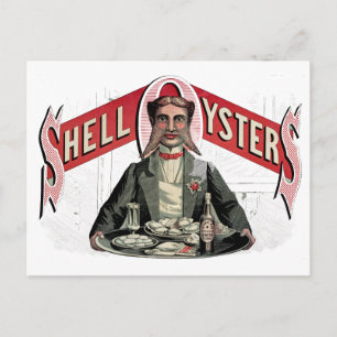 Snäcka Oysters Vintage Annons Vykort