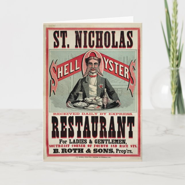 Snäcka Oysters Vintage Reklam Helgkort (Framsida)