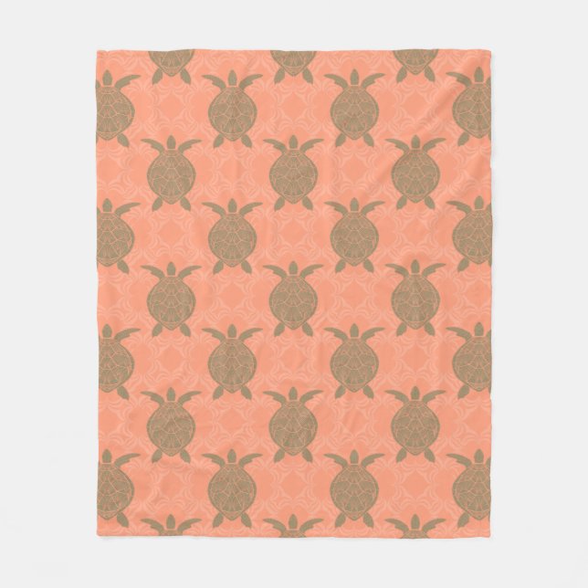 Snäcka Rosa Sea Turtle Fleece Blanket (Framsidan)