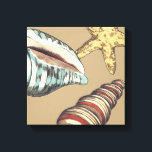 Snäcka Trio på Khaki Canvastryck<br><div class="desc">Megan Meagher är känd för sin enkla konst biet. Detta är en underbar bild av dekorativ konst som fångar upp havslivet med en gult stjärnfisk och en blå och röd snäcka. Få den här bran på Khaki färg på din Zazzle-produkt i dag.</div>