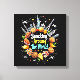 Snacka Värld runt Fast Food Travele Canvastryck