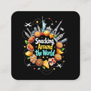Snacka Värld runt Fast Food Travele Fyrkantigt Visitkort