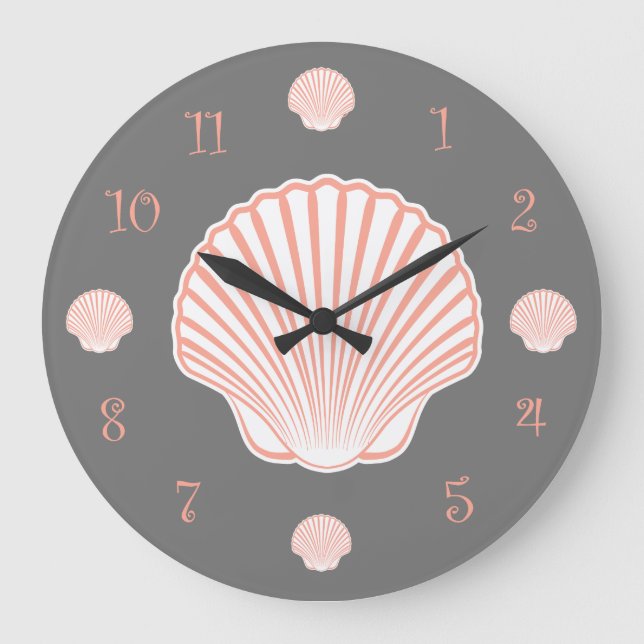 Snäckan Beach Theme Scallop Stor Klocka (Framsida)