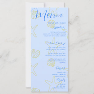Snäckan Blue Summer Sea och Star Beach Weding Menu