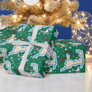 Snäckan Cape Cod Karta Lobster Sailboat jul Presentpapper