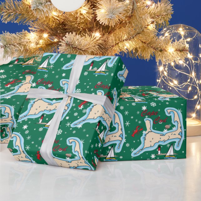 Snäckan Cape Cod Karta Lobster Sailboat jul Presentpapper (Helgdagar)