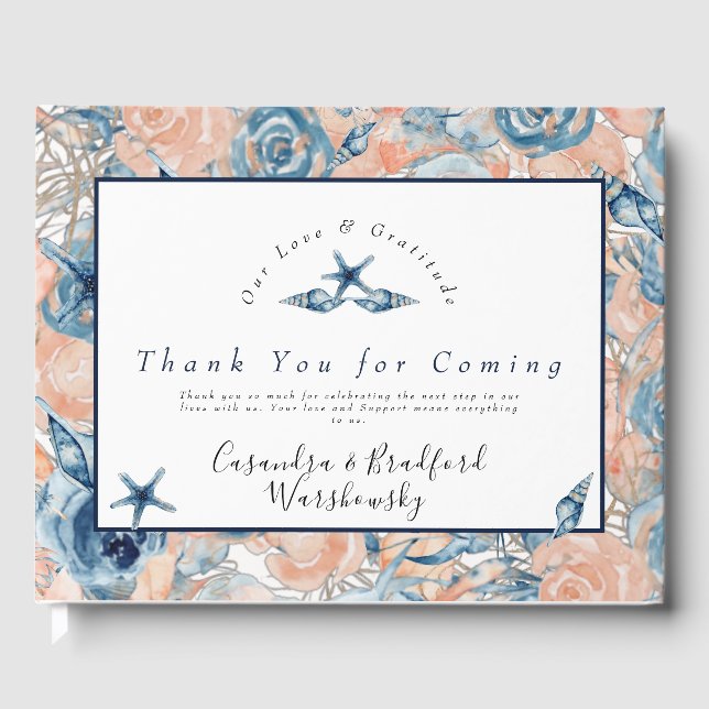 Snäckan Flowers vid Nautisk Bröllop-Beach Ro Gästböcker (Framsida)