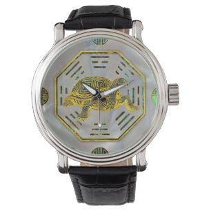 Snäckan Golden Tortoise/Turtle Feng Shui Abalone Armbandsur