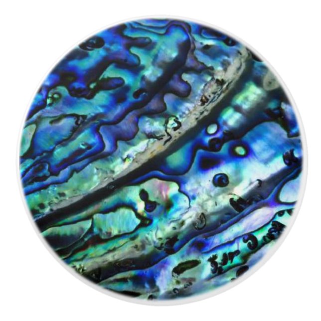 Snäckan Iridescent Abalone | Anpassningsbar Cerami Knopp (Framsidan)