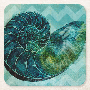 Snäckan Spiral Turcos Conch Underlägg Papper Kvadrat