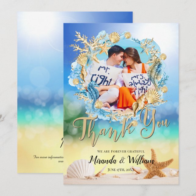 Snäckan Stärkelsefisk i elegant Ocean Beach Tack f Inbjudningar (Fram/baksida)