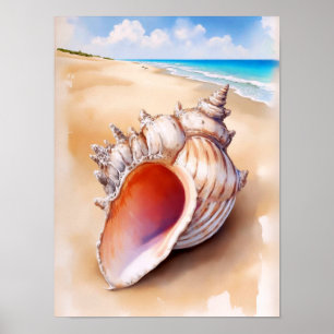 Snäckan Vattenfärgsfärg på persikan Poster