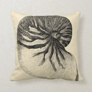 Snäckan vintage svart och vit kontur kudde
