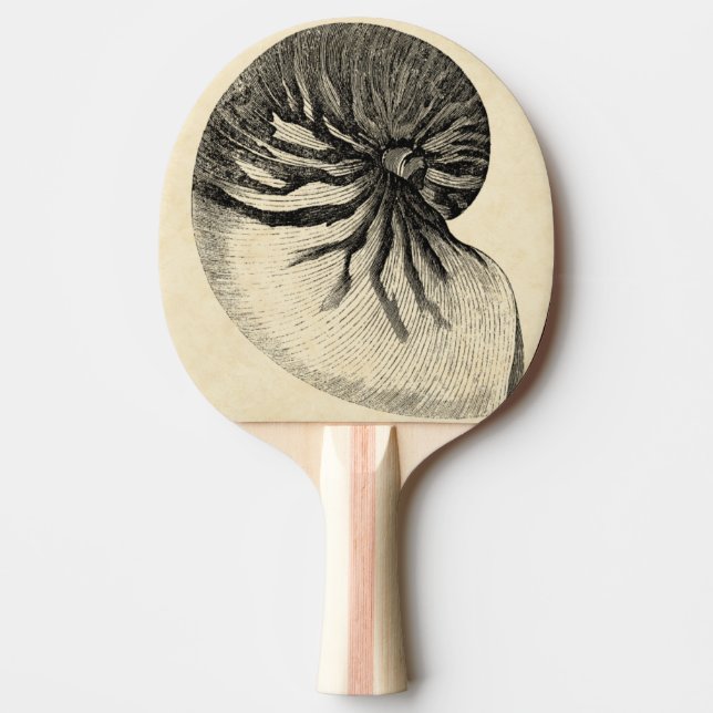 Snäckan vintage svart och vit kontur pingisracket (Framsidan)