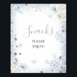 Snackar på Möhippan Silver Blue Winter Snowflake Poster<br><div class="desc">Silver Blue Winter Snowflake Möhippa Snacks-tecken</div>