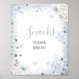 Snackar på Möhippan Silver Blue Winter Snowflake Poster