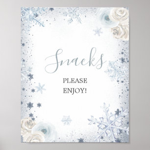 Snackar på Möhippan Silver Blue Winter Snowflake Poster
