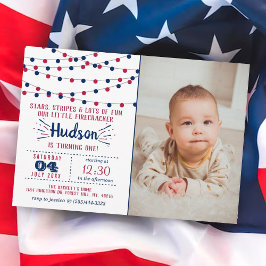 Snäckare 4:e juli Foto 1:a födelsedagen Inbjudningar