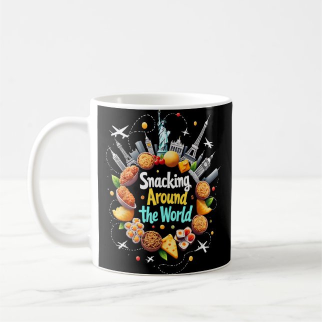 Snacking runt världen snabbmat resa resenär kaffemugg (Vänster)