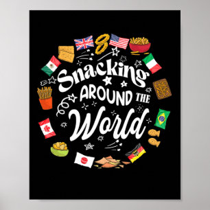 Snackning av facering av Värld runt på shaka Poster