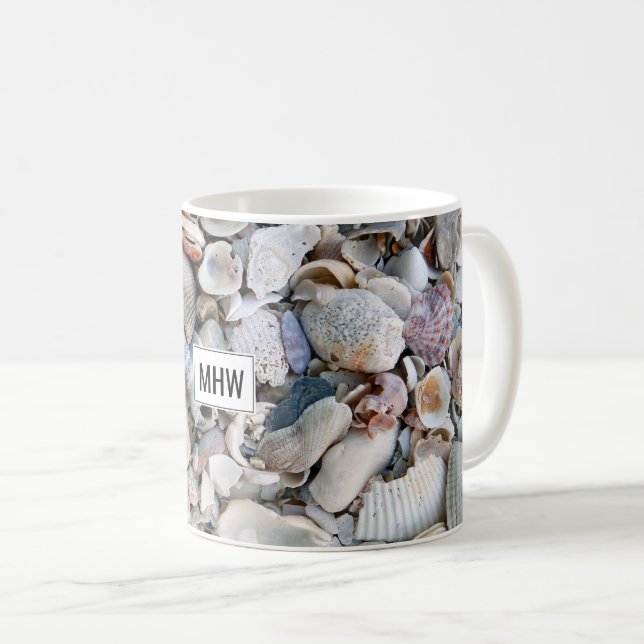 Snäckor anpassningsbar monogram mugg (Framsida höger)