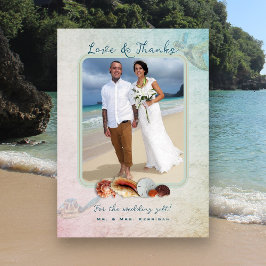 Snäckor av Bröllop Photo Sea Turtle Beach Tack Kort