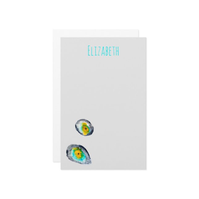 snäckor för ostron med vattenfärgsabstrakt brevpapper (Fram/Back In Situ)