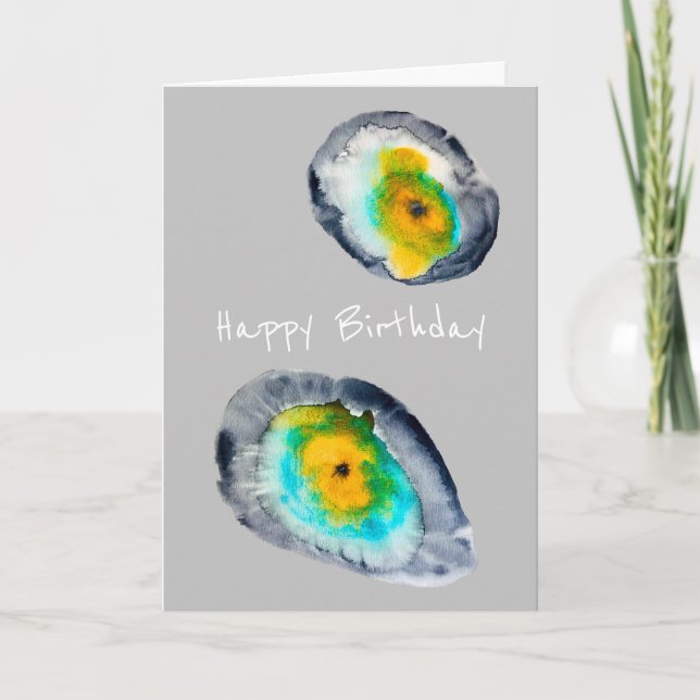 snäckor för ostron med vattenfärgsabstrakt kort (Framsida)