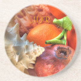 Snäckor, granatäpplen, Orangar, monogram dödlighet Underlägg Sandsten