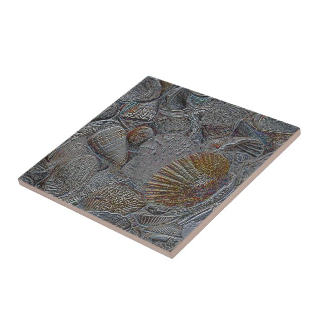 snäckor Grått Silver Guld Oceanen Beach Thermet Kakelplatta (Sidan)