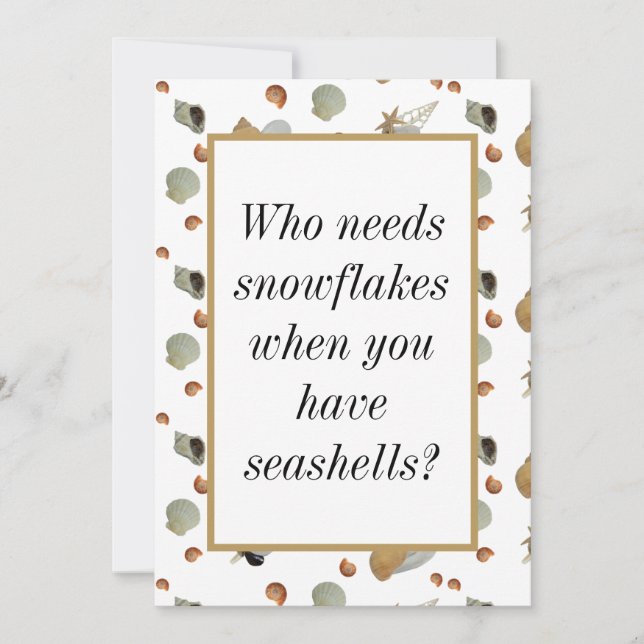 Snäckor Havsstrand, tropisk kustjul Julkort (Framsida)