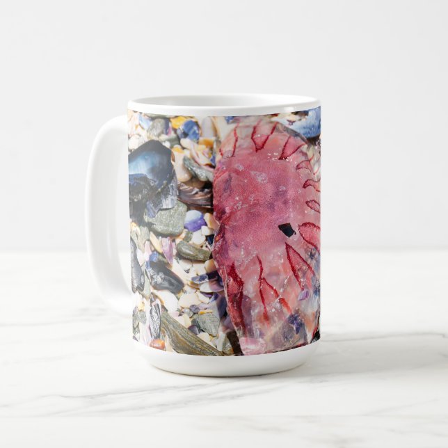 Snäckor Jellyfish Ocean Beach View Kaffemugg (Framsida vänster)