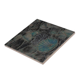 snäckor Ocean Beach Teal Art Nautical Kakelplatta