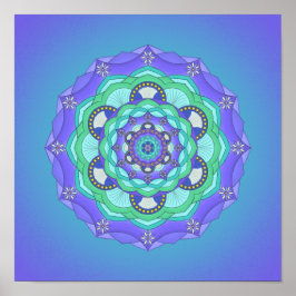 Snäckor och blommor Lila Teal Grönt Mandala Skriv Poster