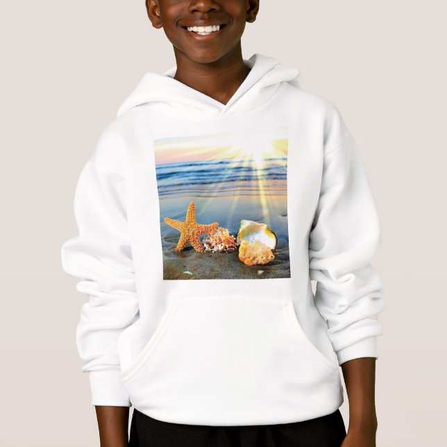 Snäckor och svält på strand t shirt (Framsida)