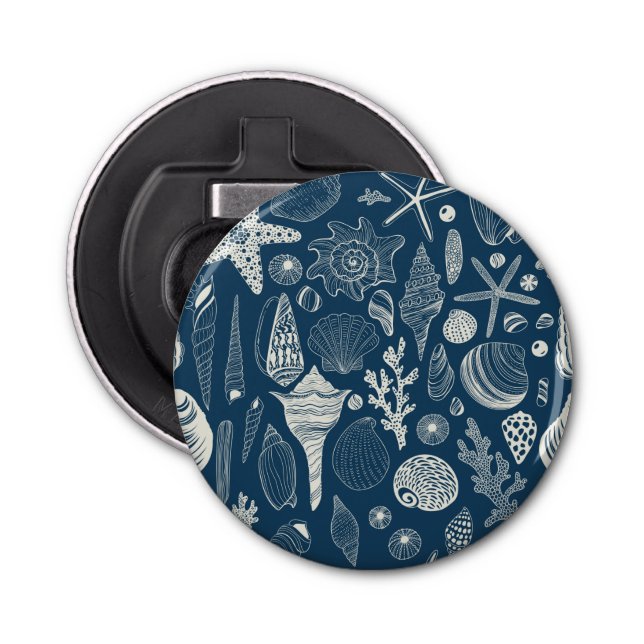 Snäckor på mörk blått flasköppnare (Framsidan)