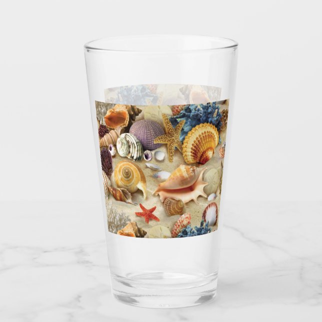 Snäckor på strand glaskopp (Framsida)