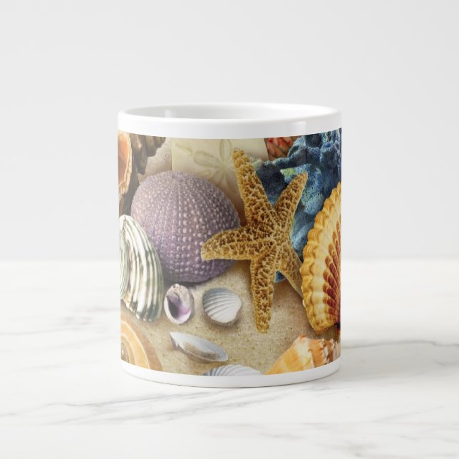 Snäckor på strand jumbo mugg (Framsidan)