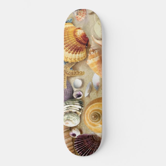 Snäckor på strand mini skateboard bräda 18,5 cm (Framsida)