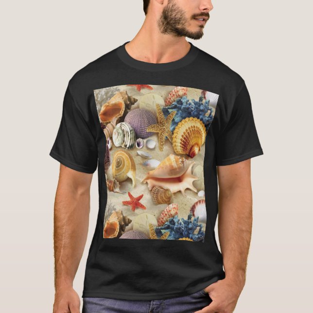 Snäckor på strand t shirt (Framsida)