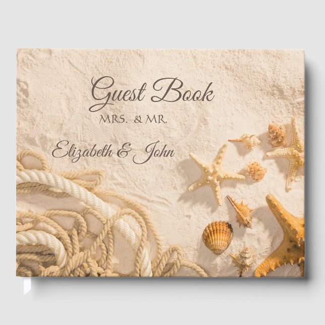 Snäckor Rep Sand Bröllop Gästböcker (Framsida)