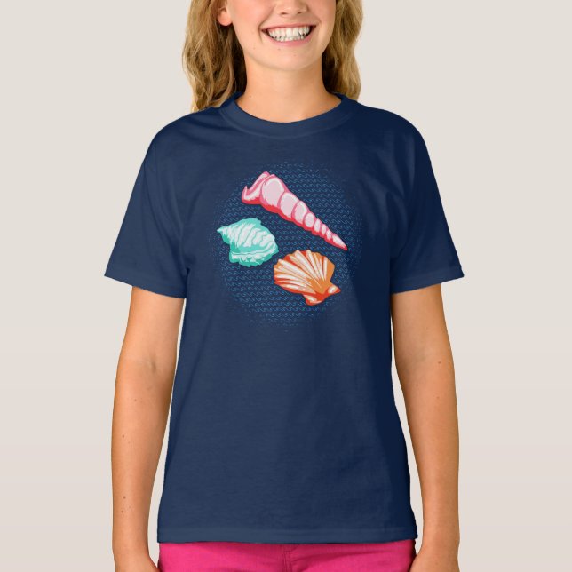 Snäckor Sandy Beach Vacation T Shirt (Framsida)