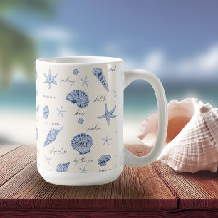 Snäckor Starfish Sol Roligt Text Blue ID918 Kaffemugg