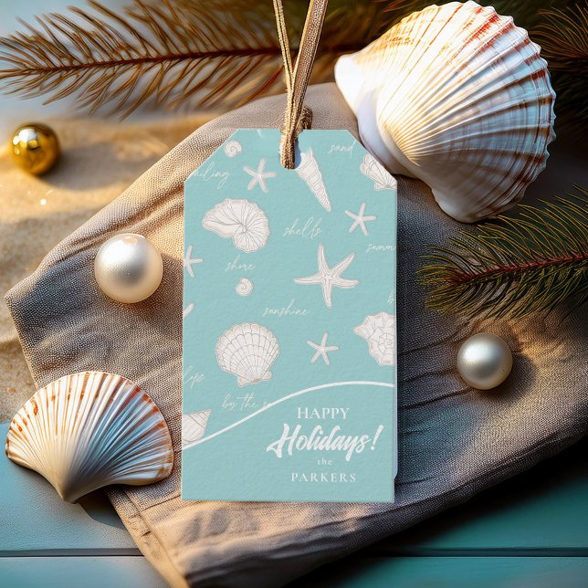 Snäckor Starfish Sol Roligt Text Ivory ID918 Presentetikett (Skapare uppladdad)