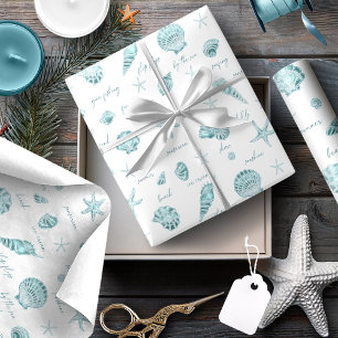 Snäckor Starfish Sol Roligt Text Teal ID918 Presentpapper