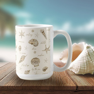 Snäckor Stjärnfisk Sol Roligt Text Sandstone ID918 Kaffemugg