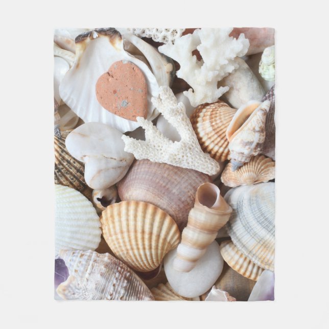 Snäckor Stones Coral Background Fleecefilt (Framsidan)